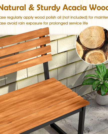 Giantex 43"×22"×33" Acacia Wood Patio Loveseat with Backrest | 800 lbs Weight Capacity