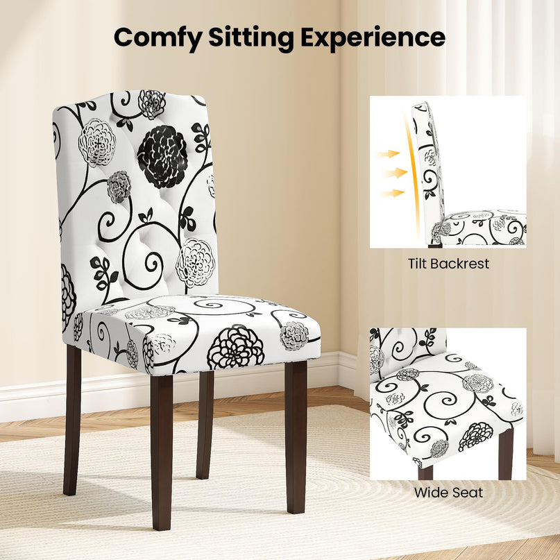 Giantex Tufted Dining Chairs Set of 2/4 Upholstered Kitchen Chair（18" x 22.5" x 37"）