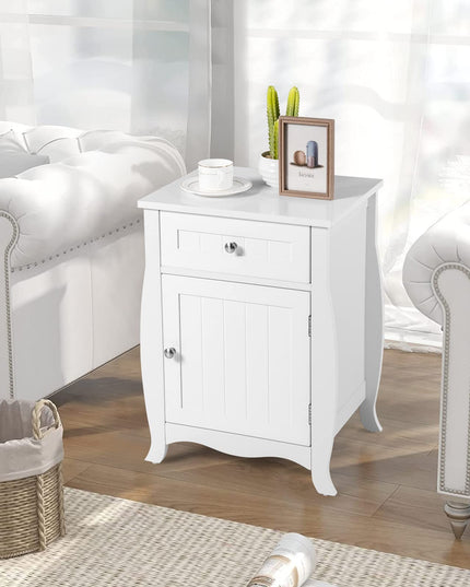 Giantex Nightstand Bed Side End Table with Drawer(1&2, White)