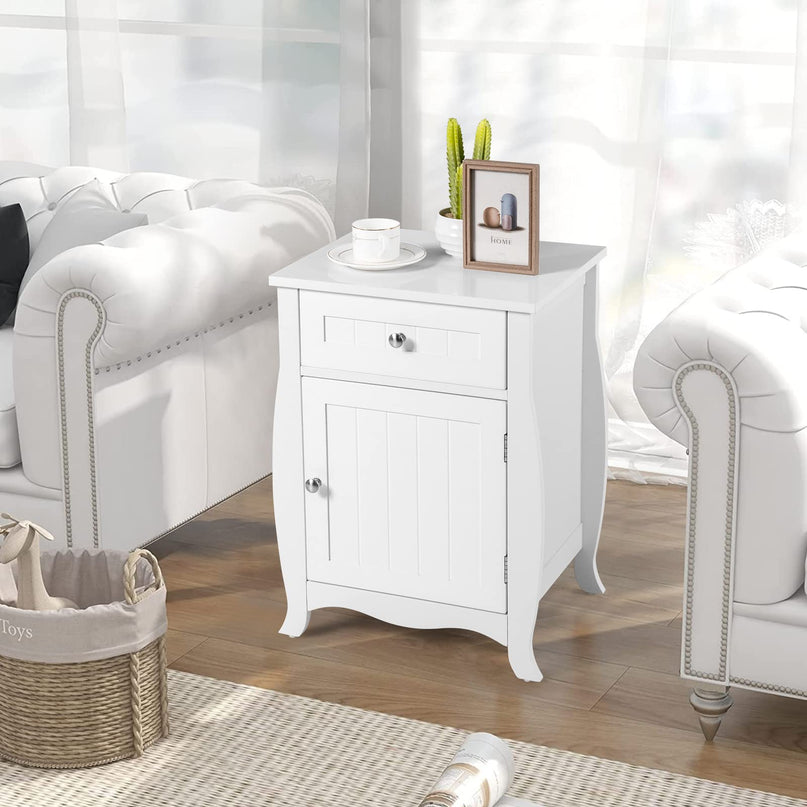 Giantex Nightstand Bed Side End Table with Drawer(1&2, White)