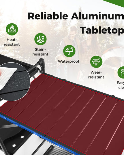 Giantex Camping Cooking Table, Folding Grill Table with Aluminum Tabletop, 4 Side Tables, Storage Rack