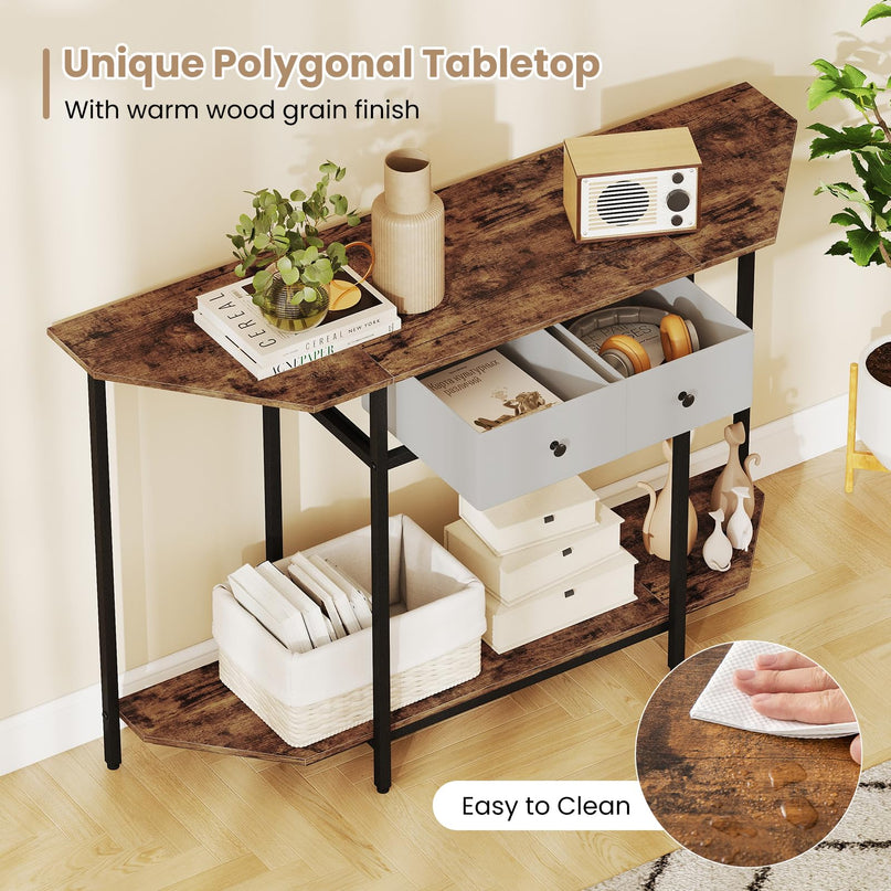 Giantex 51" Console Table with 2 Drawers with Open Storage Shelf