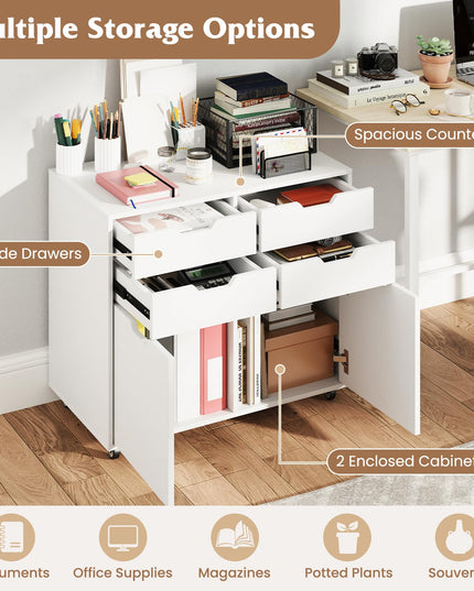 Giantex Rolling Printer Stand with 2 Lockable Wheels