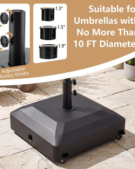 Giantex 150 lbs Fillable Patio Umbrella Base with Wheels Fits 1.3"-1.9" Poles