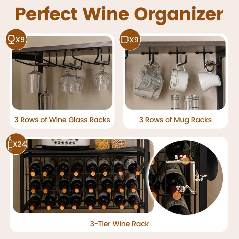 Giantex Wine Rack Freestanding Floor Wine Bar Cabinet