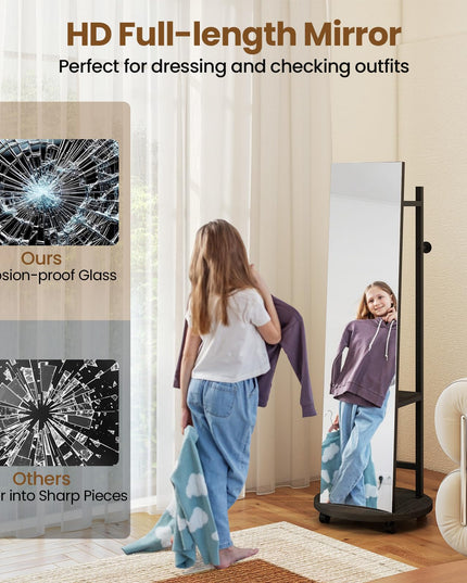 Full Length Mirror with Coat Rack for Bedroom