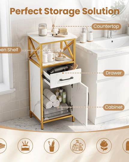 Giantex Bathroom Storage Cabinet with Drawer Single Door and Open Shelf