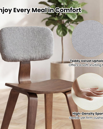 Giantex Rubber Wood Dining Room Chairs with Teddy Velvet Padded Backrest & Ergonomic Seat