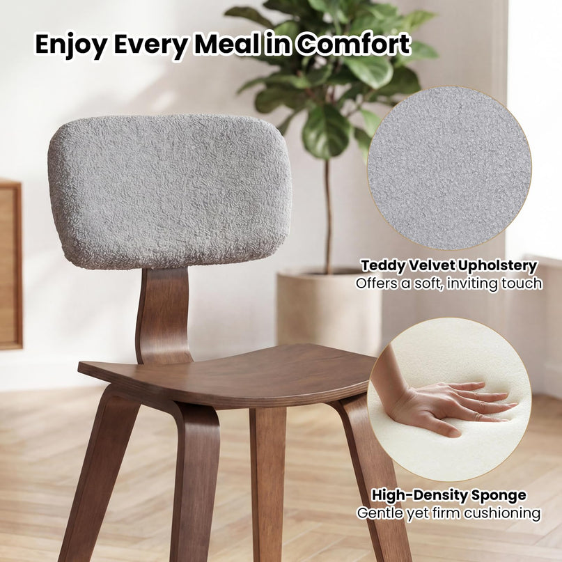Giantex Rubber Wood Dining Room Chairs with Teddy Velvet Padded Backrest & Ergonomic Seat
