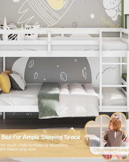 Giantex Bunk Bed Twin Over Twin White, Solid Wood Bunk Bed