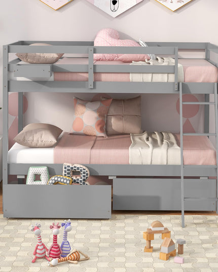 Giantex Bunk Bed Twin Over Twin with 2 Storage Drawers