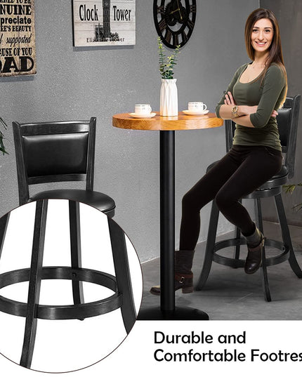 Giantex Accent Wooden Swivel Back Counter Height Bar Stool, Fabric Upholstered Design