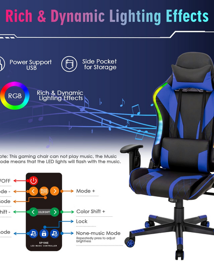 Giantex Gaming Chair with RGB LED Lights
