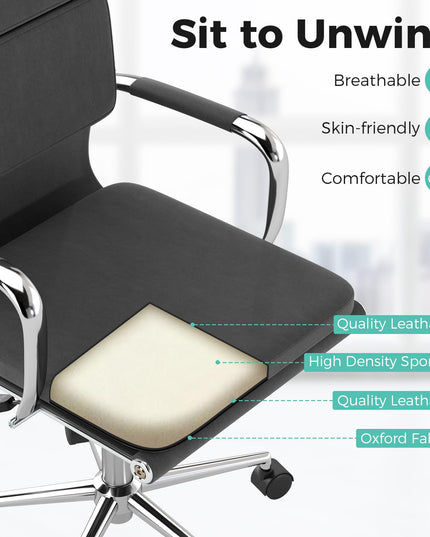 Giantex Ergonomic Office Chairs Mid Back Fabric Desk Chairs with Armrest