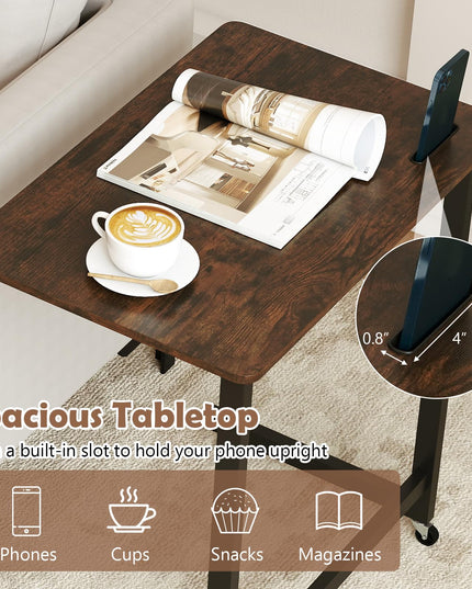 Table d'appoint en C Giantex avec roulettes et fente intégrée pour téléphone pour salon (1/2)