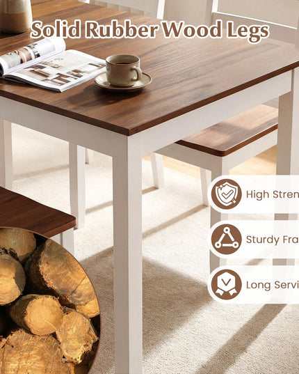 Tables de salle à manger rectangulaires Giantex 60 pouces avec pieds en bois d'hévéa massif