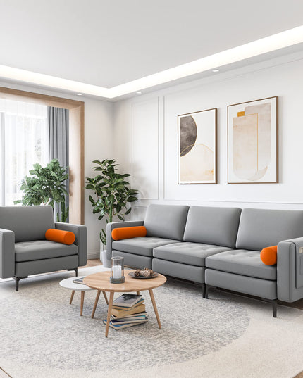 Giantex 97" Sectional Sofa Couch, 3-Seater Modular Sleeper with USB Ports