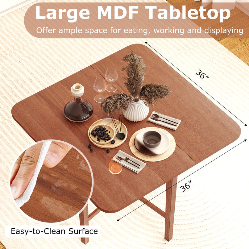 Giantex 36" Extendable Dining Table with Drop Leaf X-Shaped Frame Rubber Wood Legs