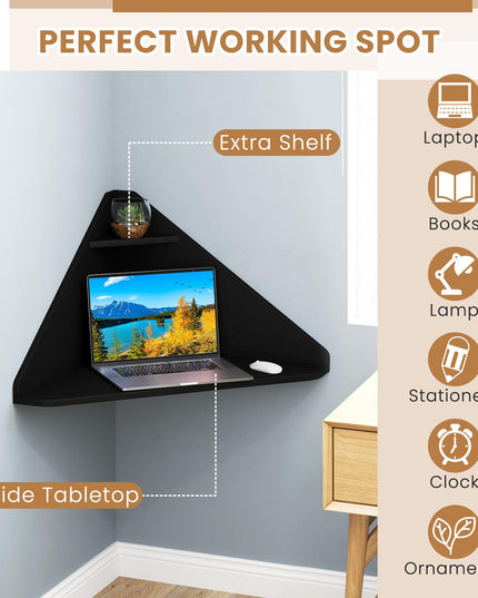 Giantex Wall Mounted Computer Desk with Storage Shelf
