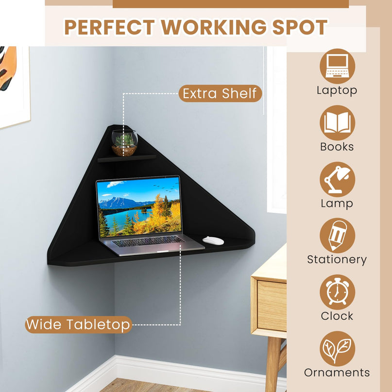 Giantex Wall Mounted Computer Desk with Storage Shelf