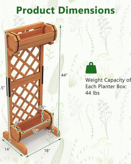 Giantex Raised Garden Bed with 2 Barrel Planters & Trellis