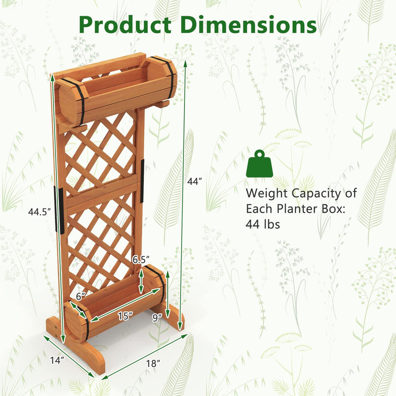 Giantex Raised Garden Bed with 2 Barrel Planters & Trellis