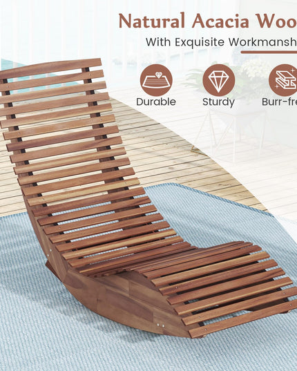 Giantex Outdoor Chaise Lounge Chair - Acacia Wood Outdoor Lounger, Patio Lounge Chair with Slatted Design