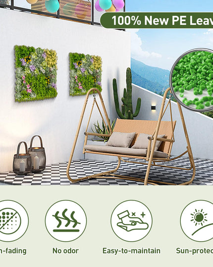 Giantex 2 Pack Hanging Artificial Plants Panels, 20" x 20" Square Framed 3D Greenery Wall Art Decor