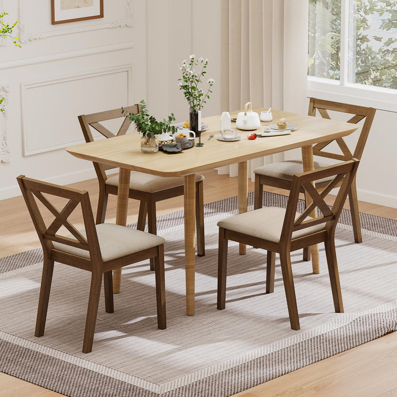 Giantex Wooden Dining Chairs Set of 2/4 with Rubber Wood Legs