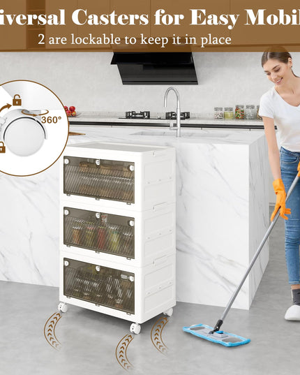 Giantex 33 Gal 3 Tier Stackable Storage Boxes with Wheels