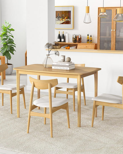 Giantex 48" L Rectangular Wooden Dining Table, Solid Rubber Wood Kitchen Table (Natural)