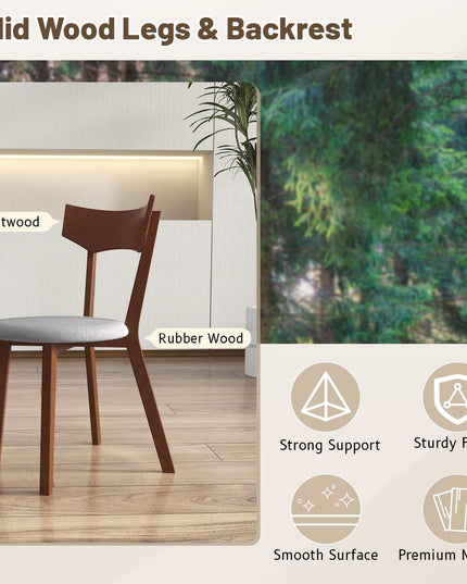 Giantex Wooden Dining Chairs, Solid Wood Kitchen Chairs w/Curved Back & Cushioned Seat