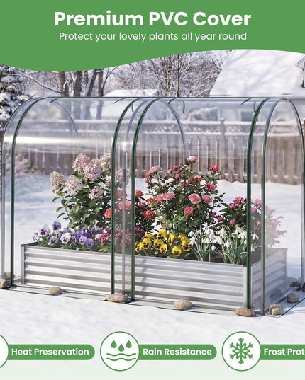 Giantex 6x3x1 FT Outdoor Galvanized Raised Garden Bed with Greenhouse Cover