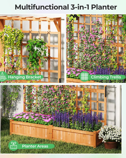 Giantex Large Raised Garden Bed with Trellis and Roof