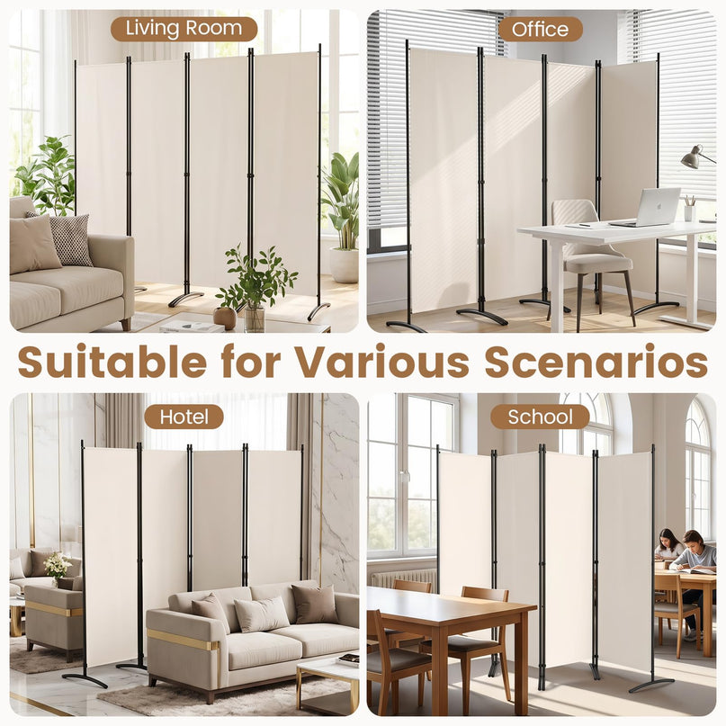 Giantex 4 Panel Room Divider, 5.6Ft Folding Screen, Home Office Freestanding Tall Partition