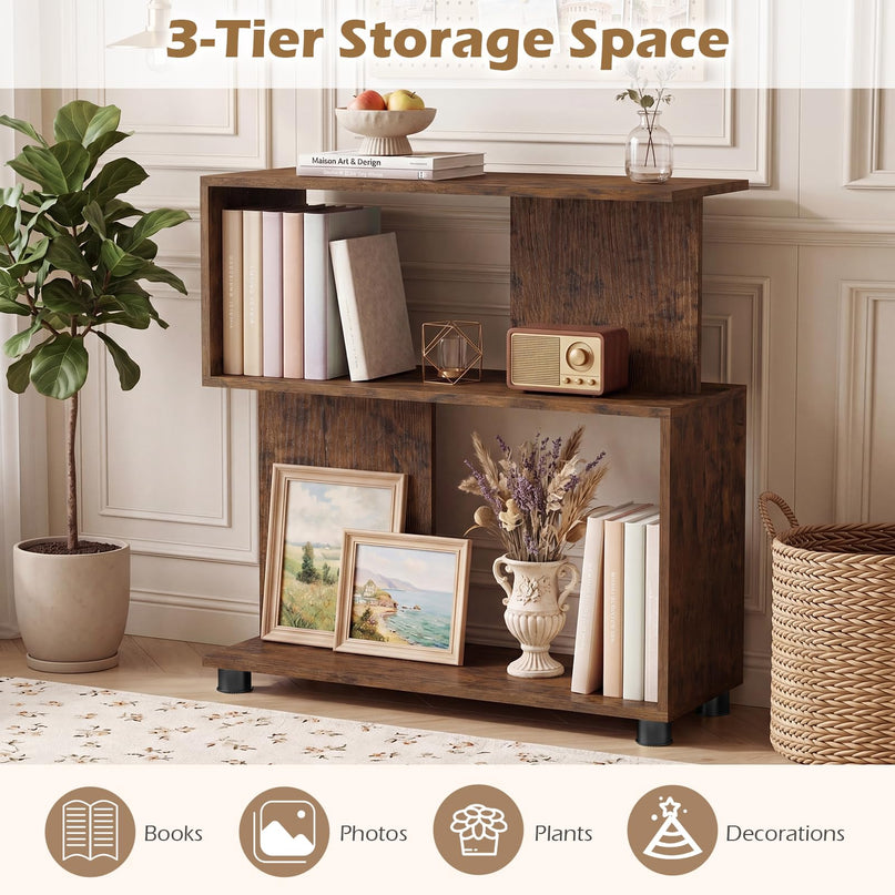 Giantex 3-Tier Geometric Bookshelf for Living Room