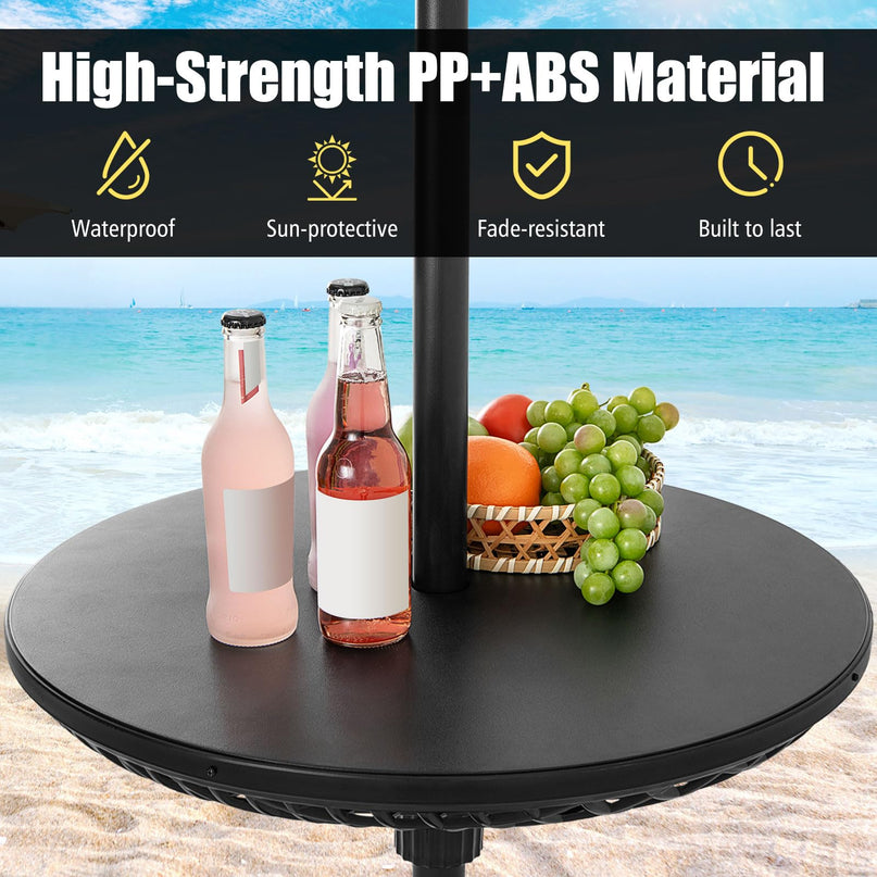 Patio Umbrella Table Tray - 23'' Portable Outdoor Side Table with Umbrella Hole for 1.5", 1.34" & 1.26" Poles