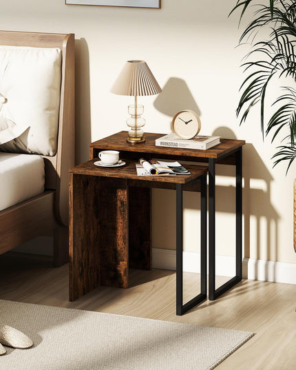 Giantex Nesting Coffee Table Set of 2 with Sturdy Metal Frames