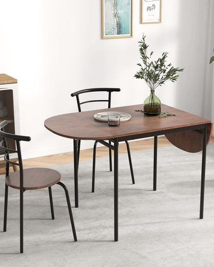 Giantex 3-Piece Dining Table Set for 2 - Kitchen Table Chair Set with 55” Drop Leaf Dinner Table, Dining Chairs