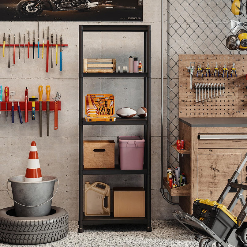 Giantex 5-Tier Heavy-Duty Plastic Storage Shelves(24" x 12.5" x 69")