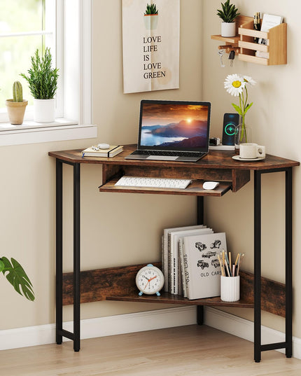 Giantex Small Corner Desk with Charging Station