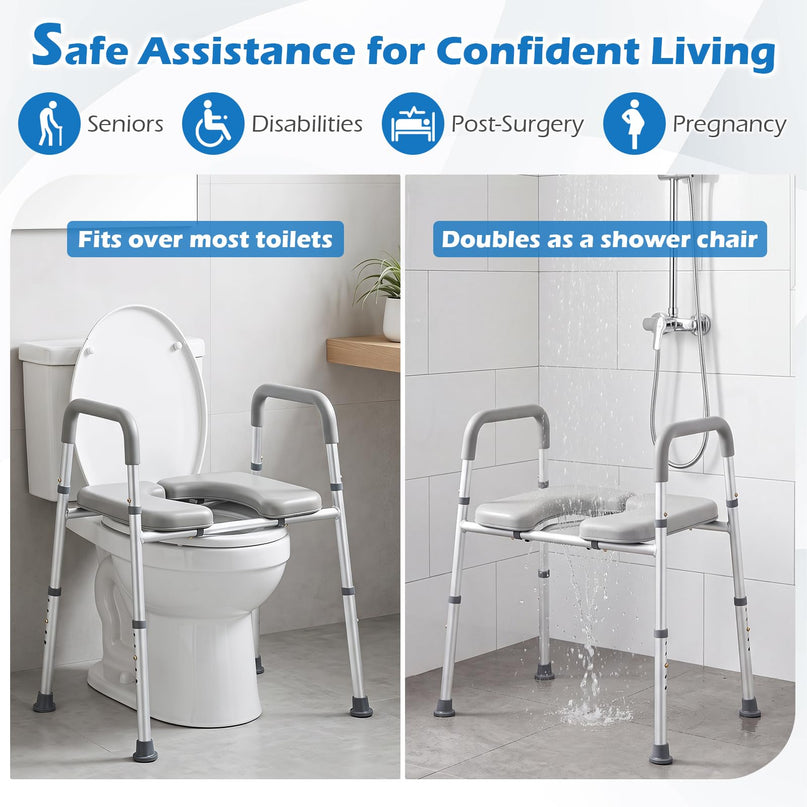 Giantex Raised Toilet Seat with Handles for Seniors