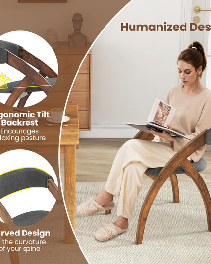 Giantex Wooden Dining Chairs, Upholstered Kitchen Chairs w/Arched Rubber Wood Legs