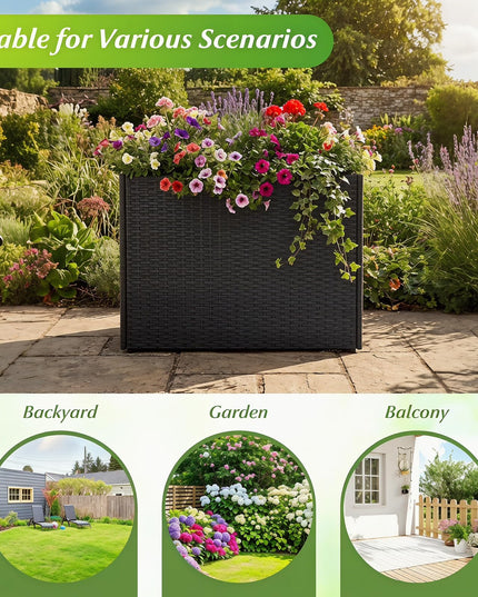 GIANTEX Wicker Raised Garden Bed Rattan Garden Planter Box