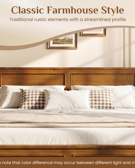 Giantex Wood Full/Twin/Queen Size Bed Frame w/Wooden Slat Support Mattress Foundation