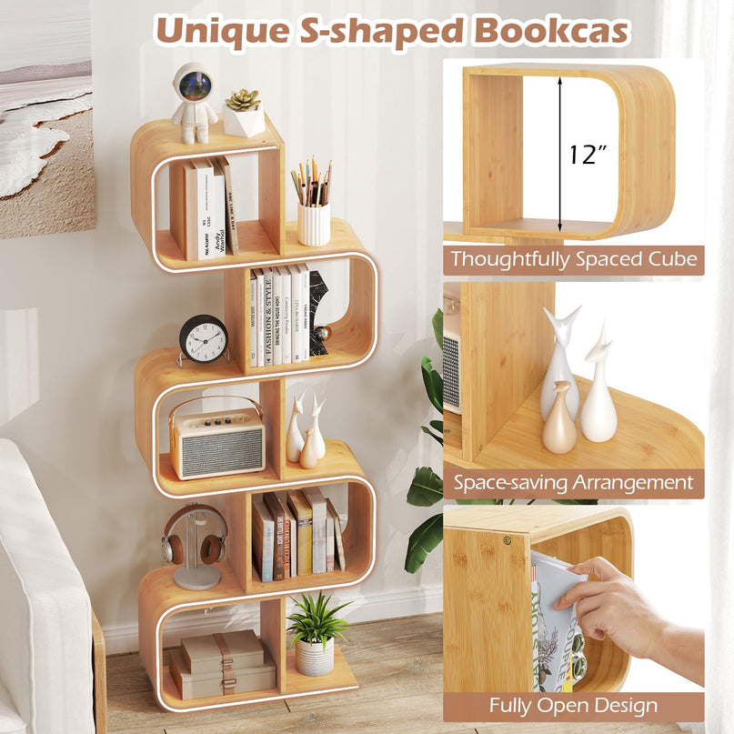 Giantex 5-Tier S-Shaped Bookcase