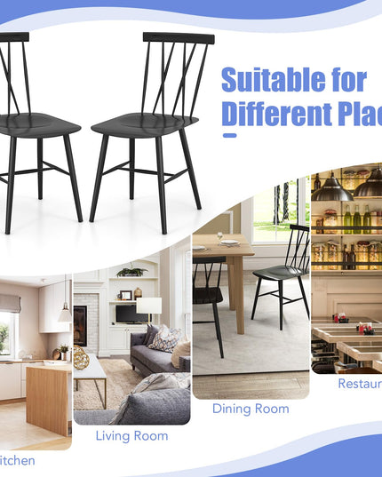 Giantex Metal Dining Chairs Set, Farmhouse Kitchen Chairs w/High Cross Backrest & Curved Seat