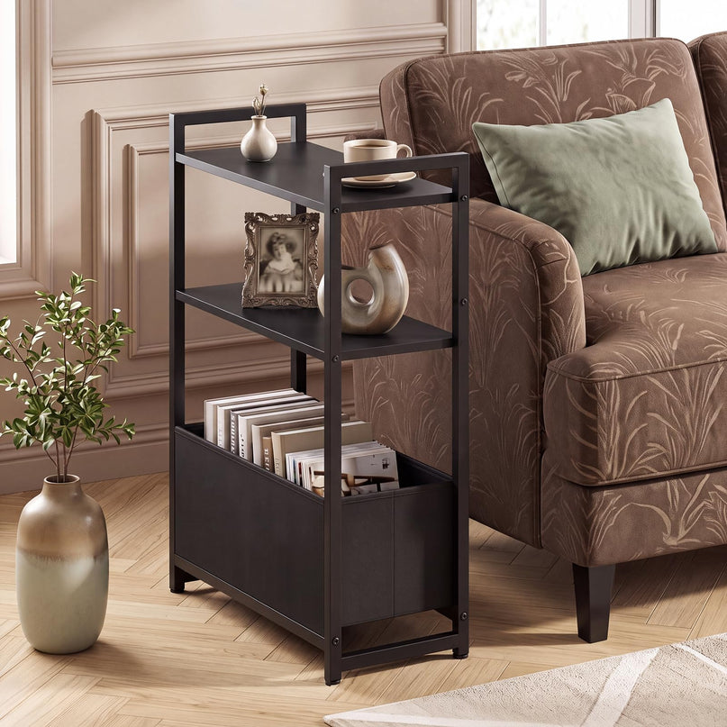 GIANTEX 8" Narrow End Table with Fabric Drawer & Storage Shelves (1/2)