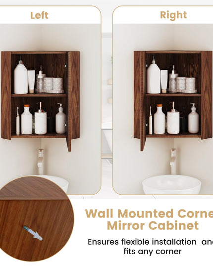 Giantex Corner Medicine Cabinet, 23.5” Over The Toilet Storage Cabinet with Mirror Door, Adjustable Shelf