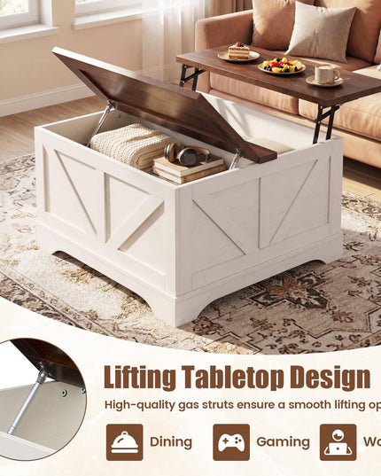 Giantex 31.5" Square Farmhouse Lift Top Coffee Table with Storage